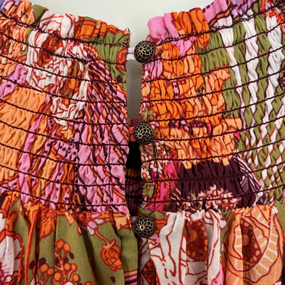Anthropologie Pink and Orange Ruffled Tiered Maxi Sundress - Picture 9 of 9